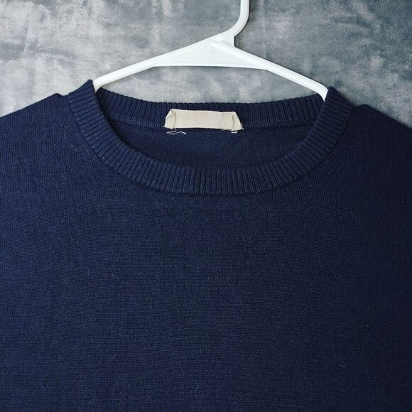 Everlane‎ Womens 100% Wool Sweater L Navy Blue Crewneck Pullover Classic Vibes - Picture 4 of 9